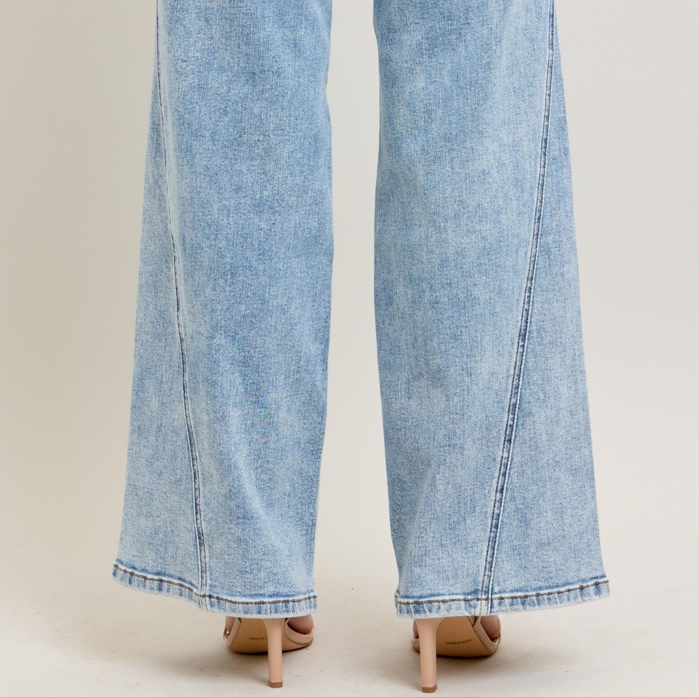 Judy Blue High-Rise Boyfriend Jeans Ultra Wide Leg Panel Relaxed 90s Denim Pants - Picture 13 of 16